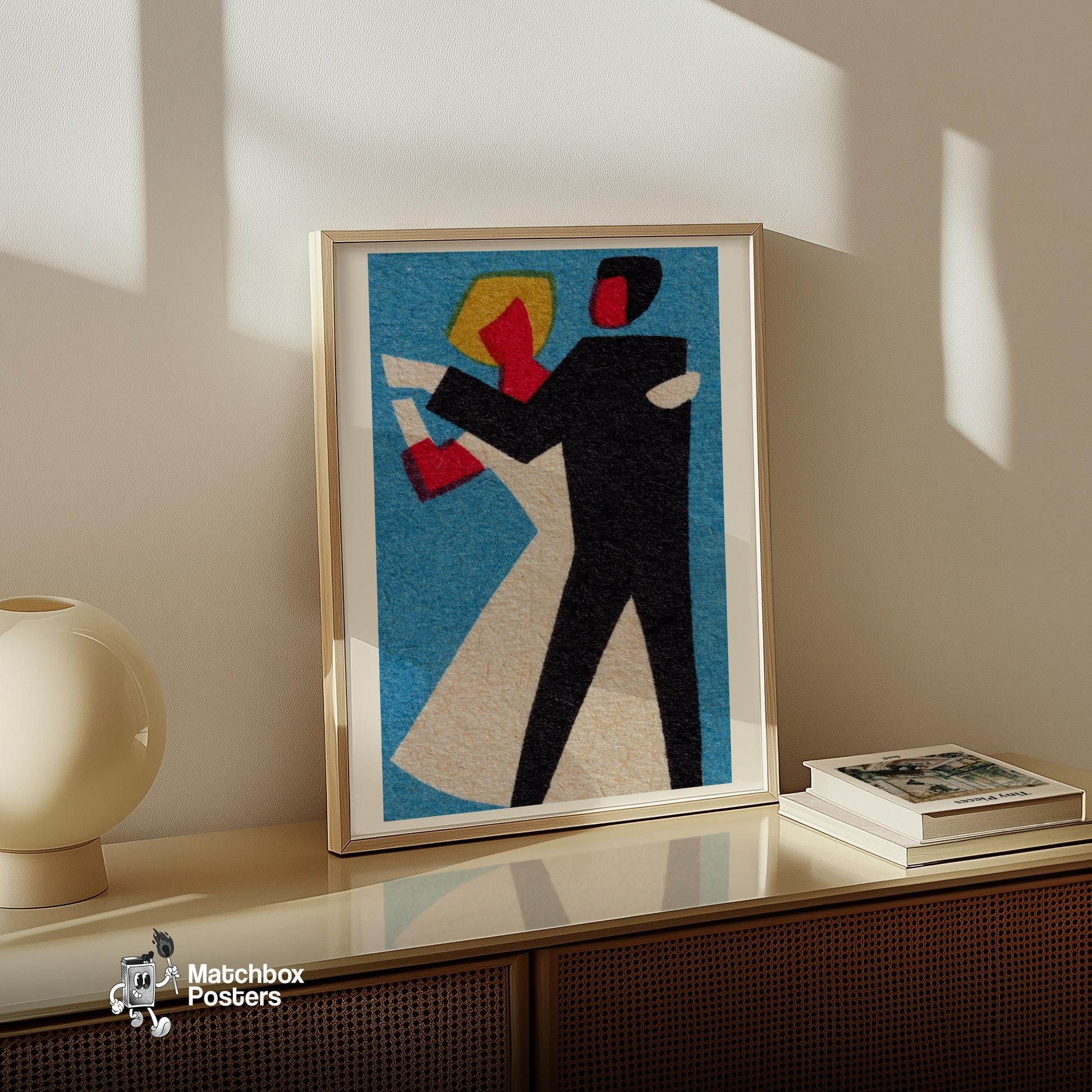 Dancing Couple - vintage matchbox label print - size comparison