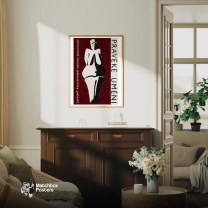 Venus of Dolní Věstonice - vintage matchbox label print - living room mockup