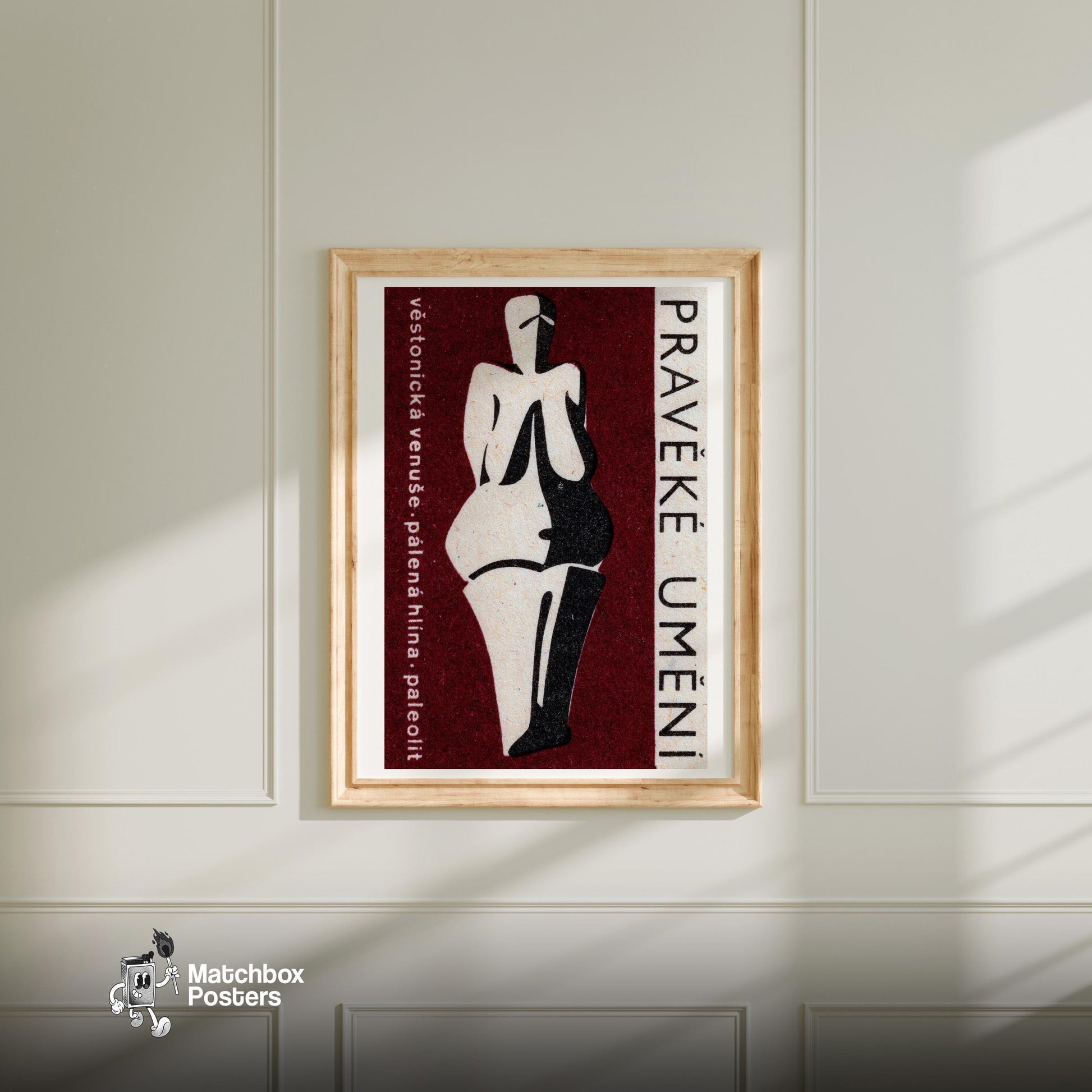 Venus of Dolní Věstonice - vintage matchbox label print - bedroom mockup