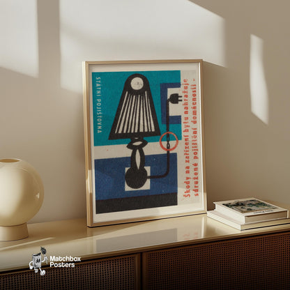 Lamp and Plug - vintage matchbox label print - size comparison