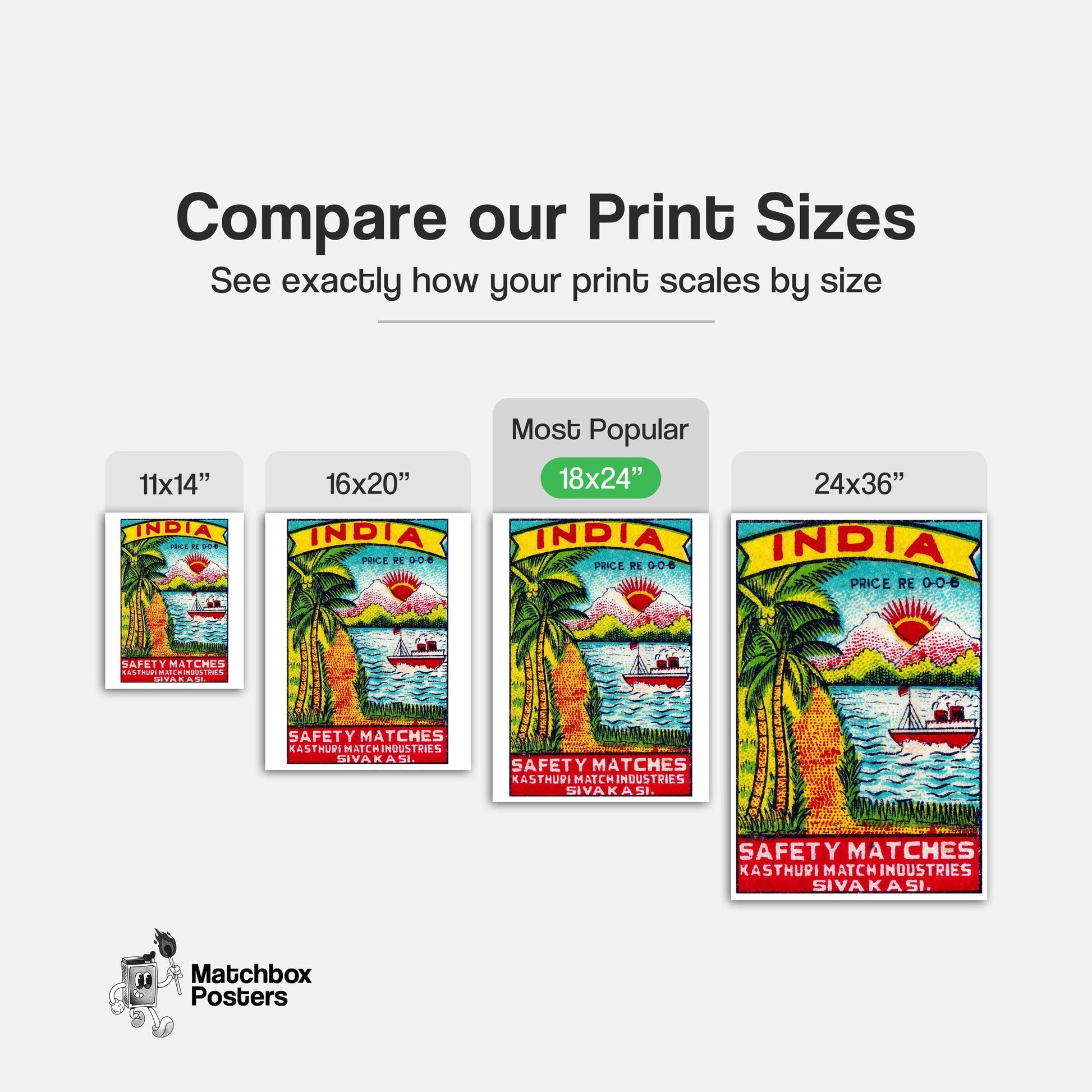 Palm Trees - vintage matchbox label print - gallery wall preview