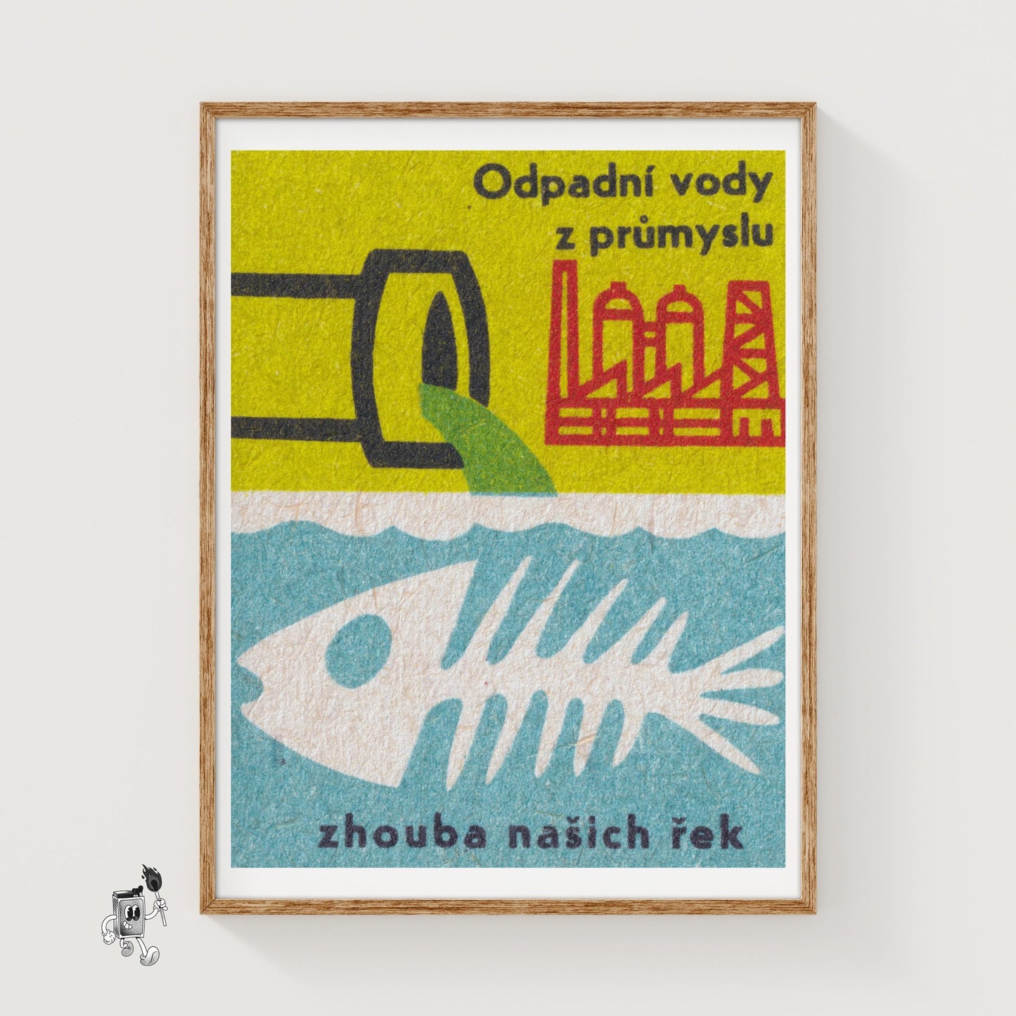 Industrial Waste Water - vintage matchbox label print