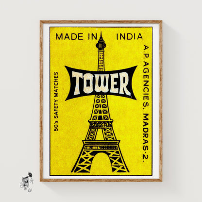 Eiffel Tower - vintage matchbox label print