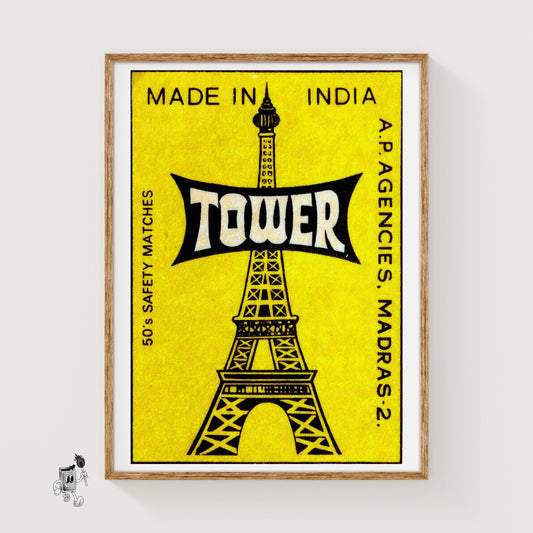 Eiffel Tower - vintage matchbox label print