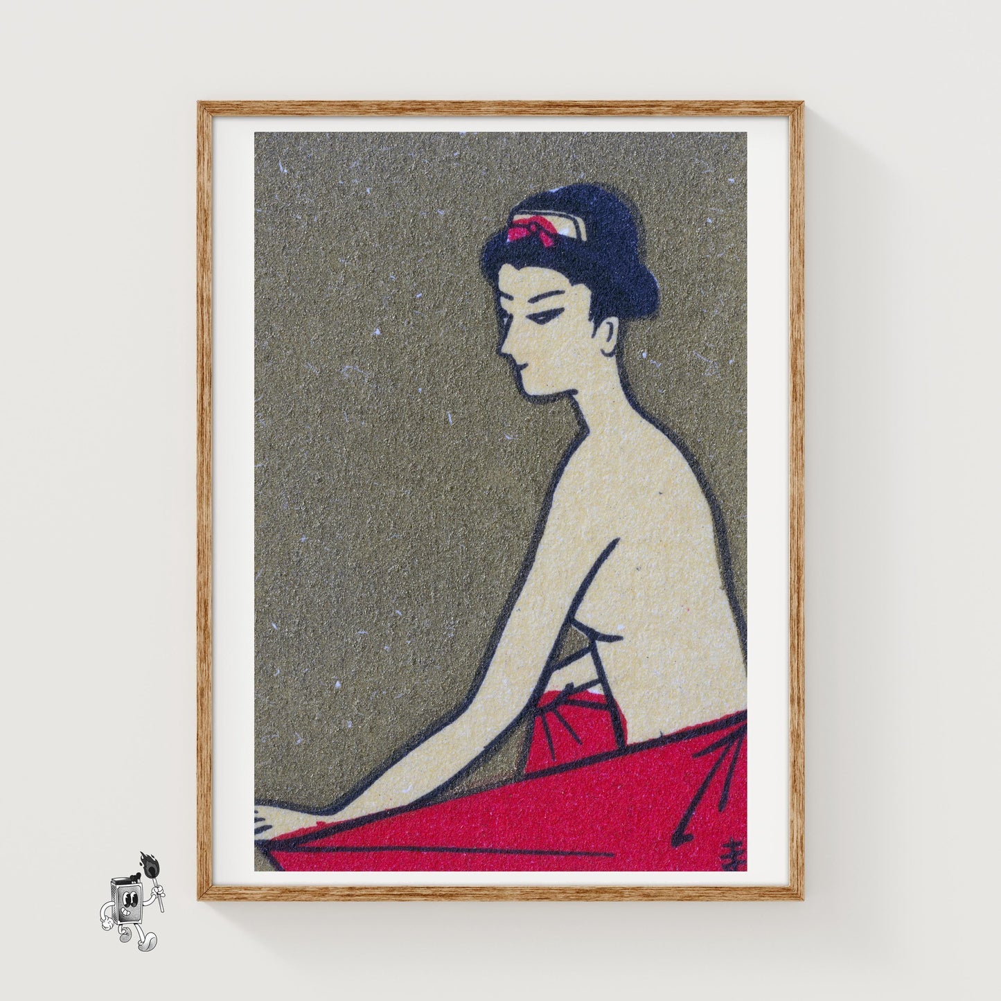 Japanese Woman - vintage matchbox label print