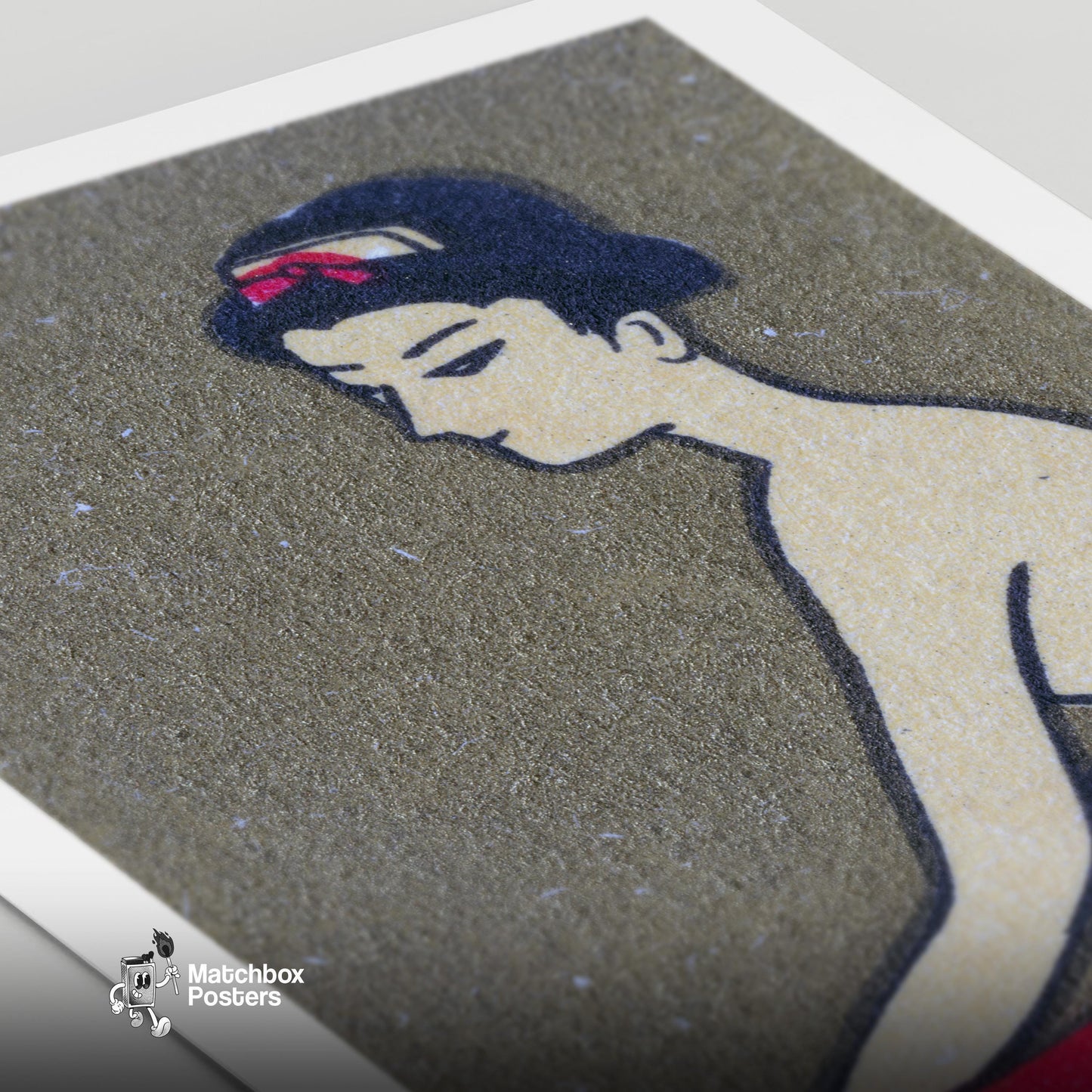 Japanese Woman - vintage matchbox label print - close-up detail