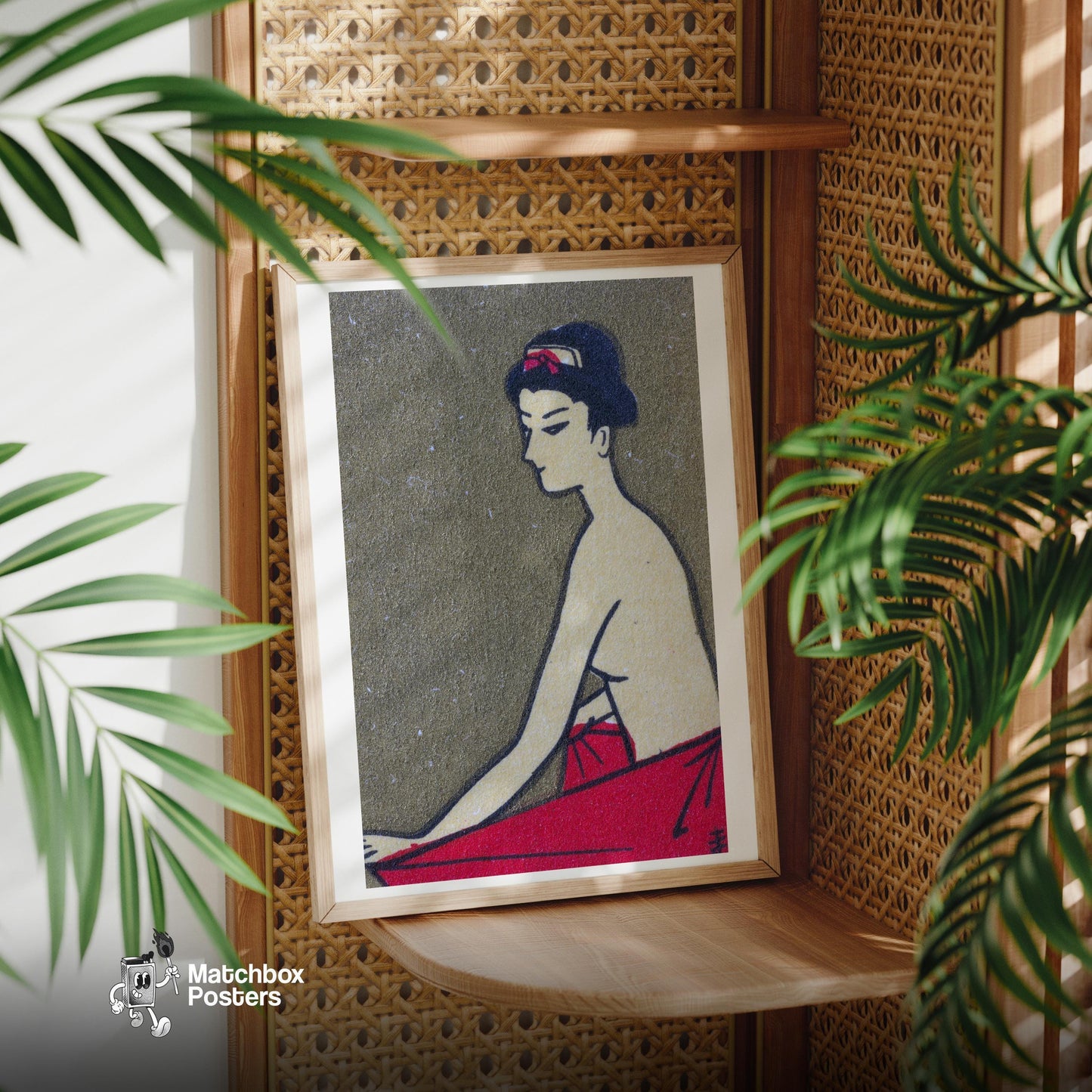Japanese Woman - vintage matchbox label print - office wall