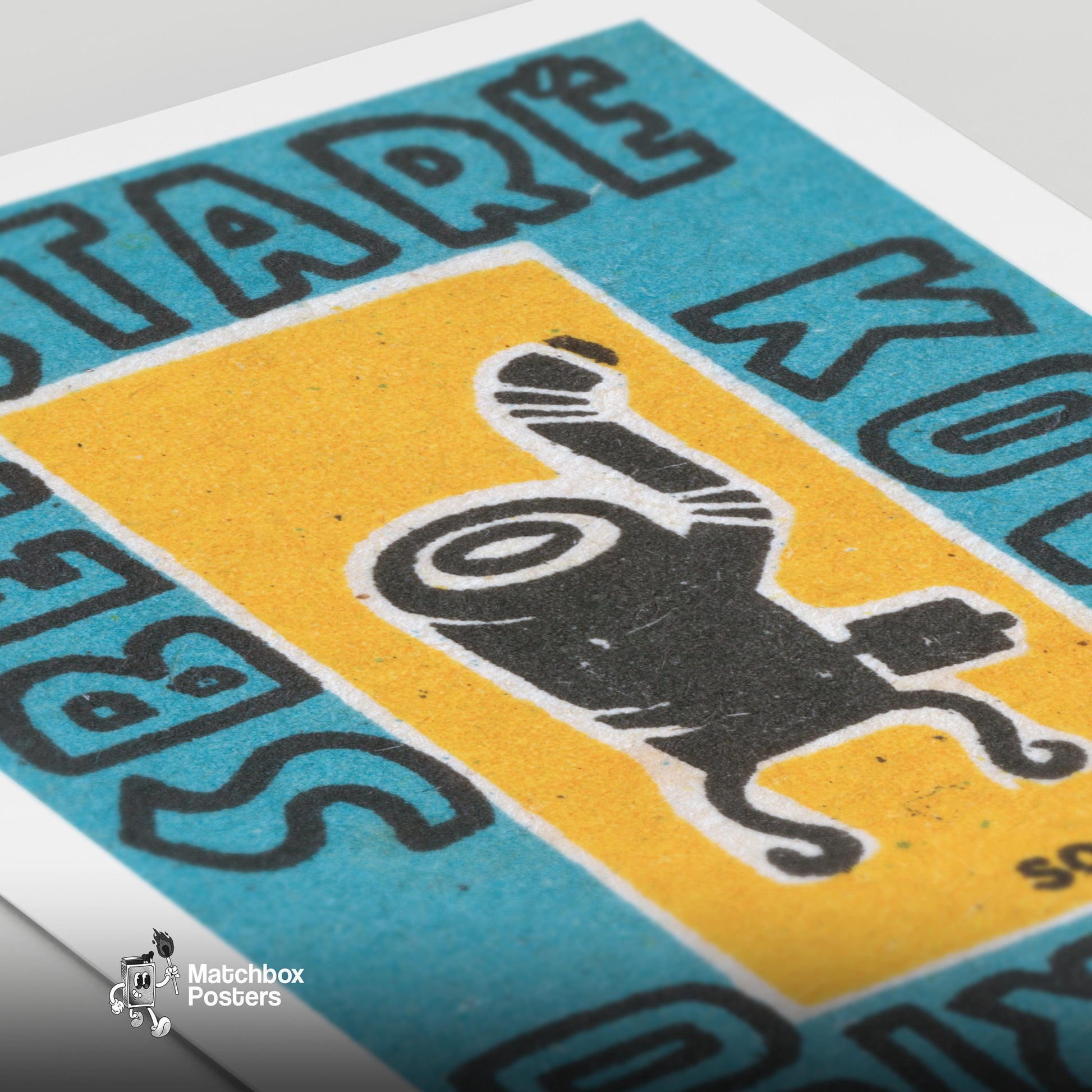 Black Stove - vintage matchbox label print - close-up detail