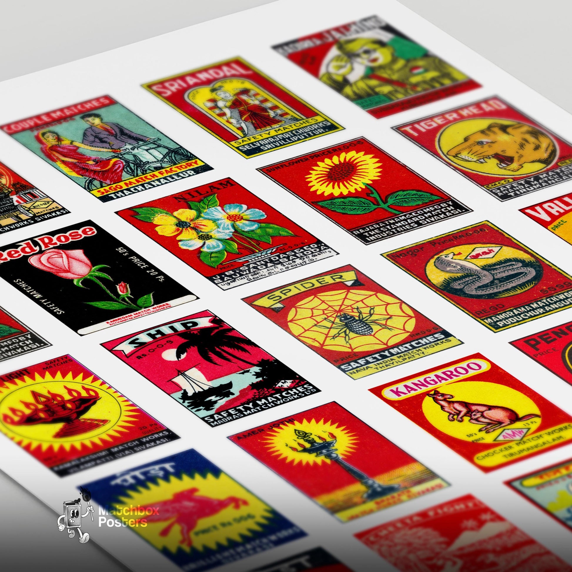 Collection Of Vintages - vintage matchbox label print - close-up detail