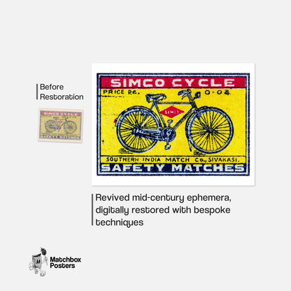 Bicycle - vintage matchbox label print - framed wall art preview