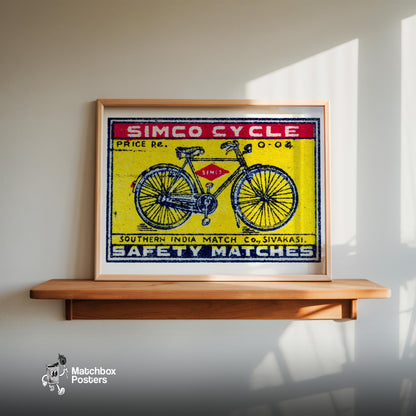 Bicycle - vintage matchbox label print - size comparison