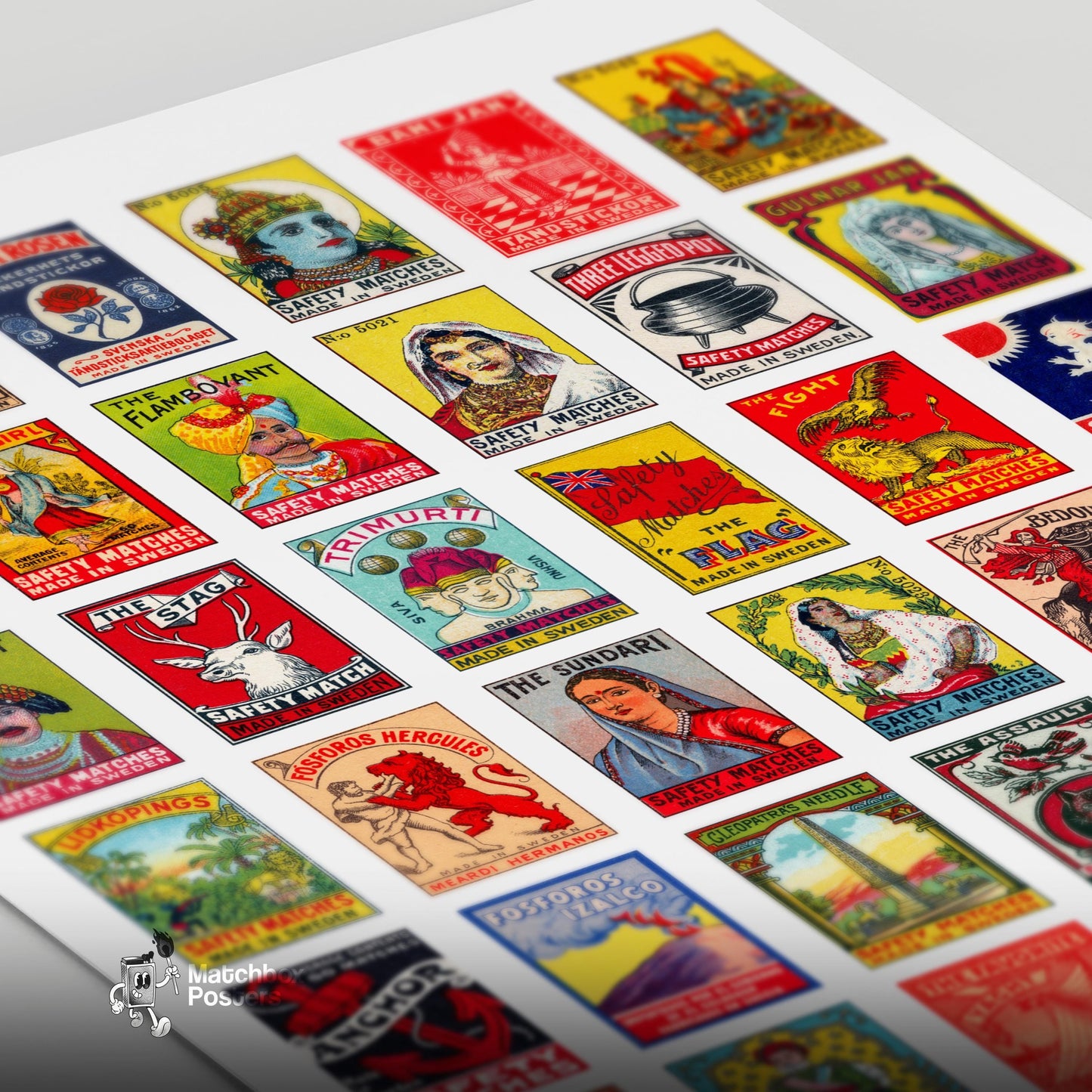 Collection Of Vintages - vintage matchbox label print - close-up detail