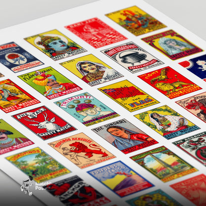 Collection Of Vintages - vintage matchbox label print - close-up detail