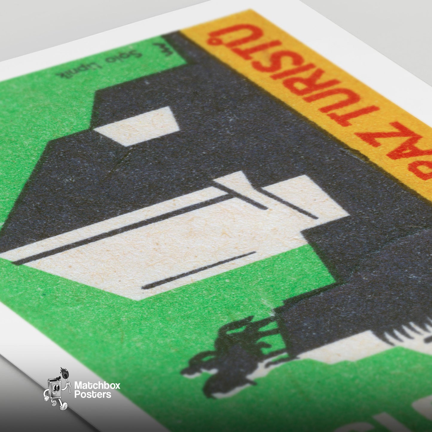 Equestrian Monument - vintage matchbox label print - close-up detail