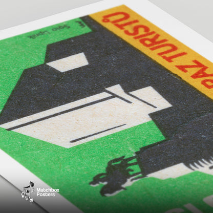 Equestrian Monument - vintage matchbox label print - close-up detail