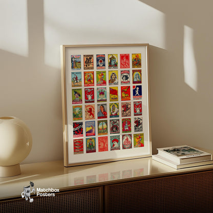 Collection Of Vintages - vintage matchbox label print - bedroom mockup