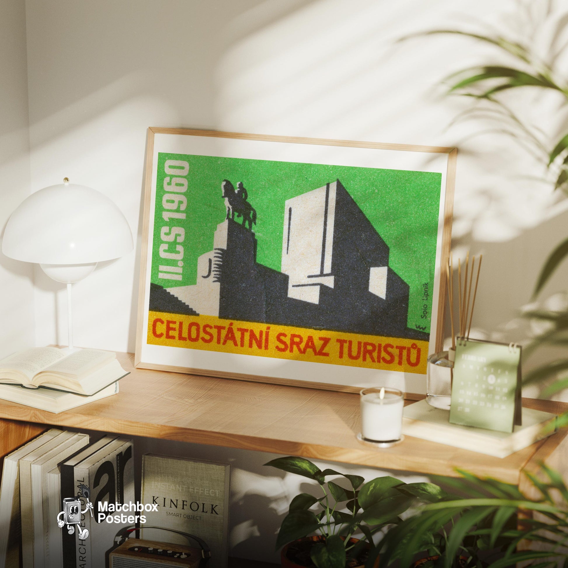 Equestrian Monument - vintage matchbox label print - office wall