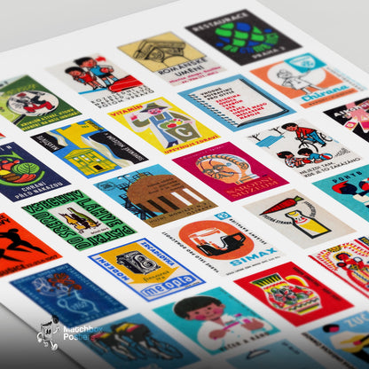 Czechoslovaks Collage Print - vintage matchbox label print - close-up detail