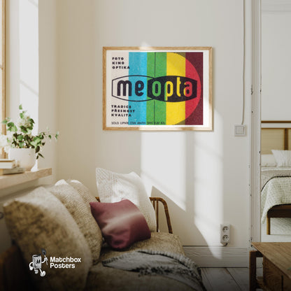 Meopta Brand - vintage matchbox label print - living room mockup