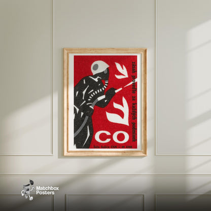 Firefighter - vintage matchbox label print - bedroom mockup