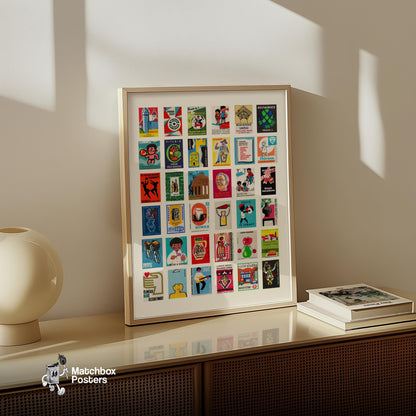 Czechoslovaks Collage Print - vintage matchbox label print - bedroom mockup