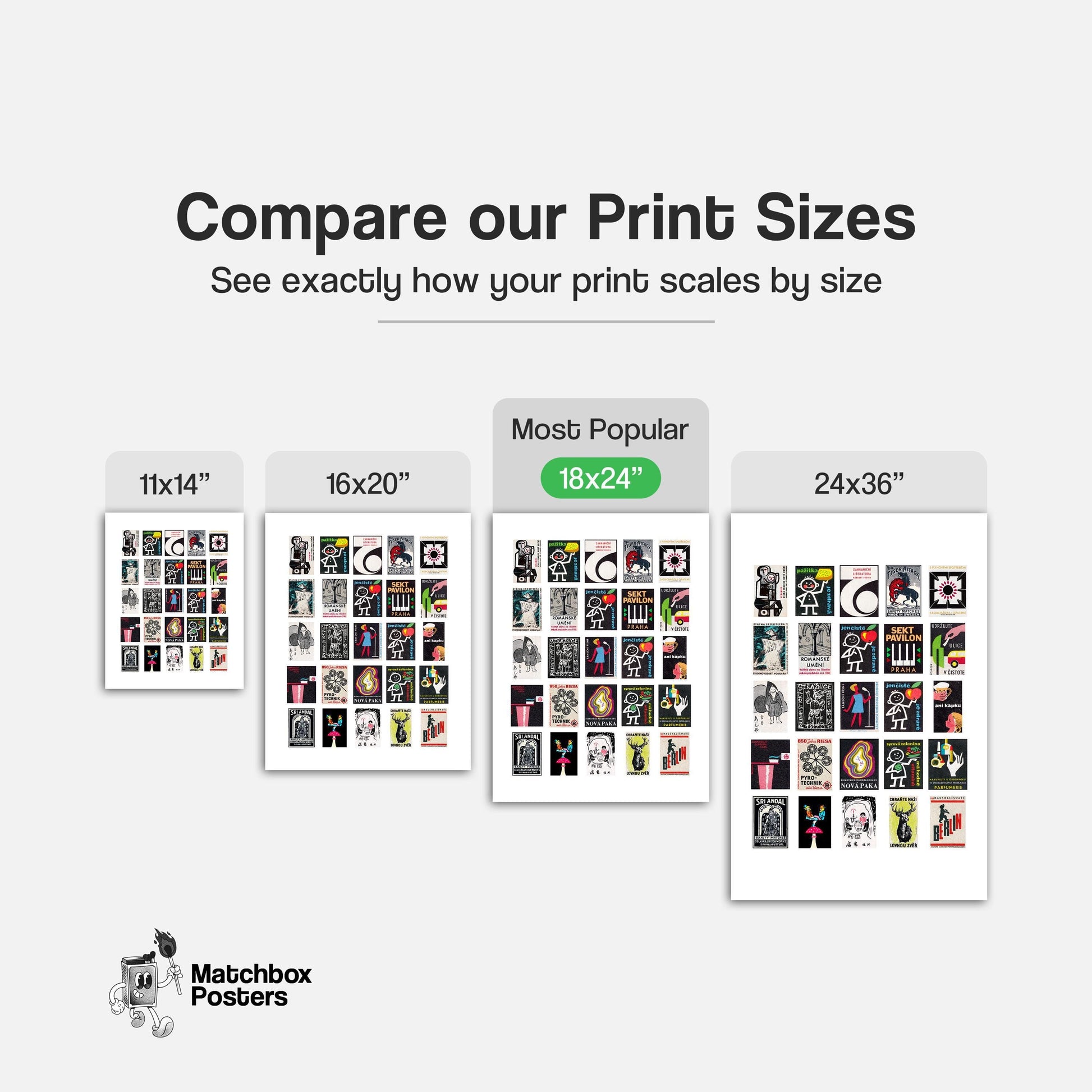 Black Matchbox Grid - vintage matchbox label print - office wall
