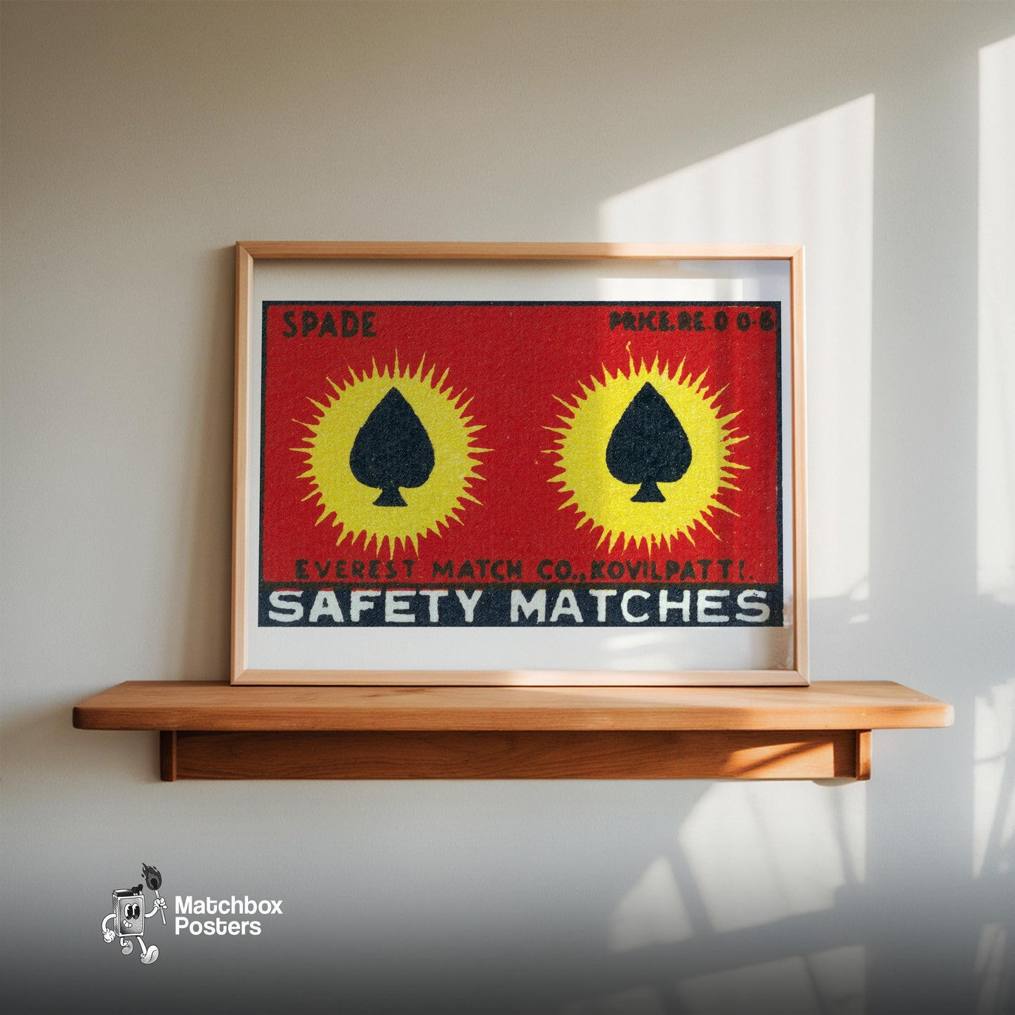 Two Spades - vintage matchbox label print - size comparison