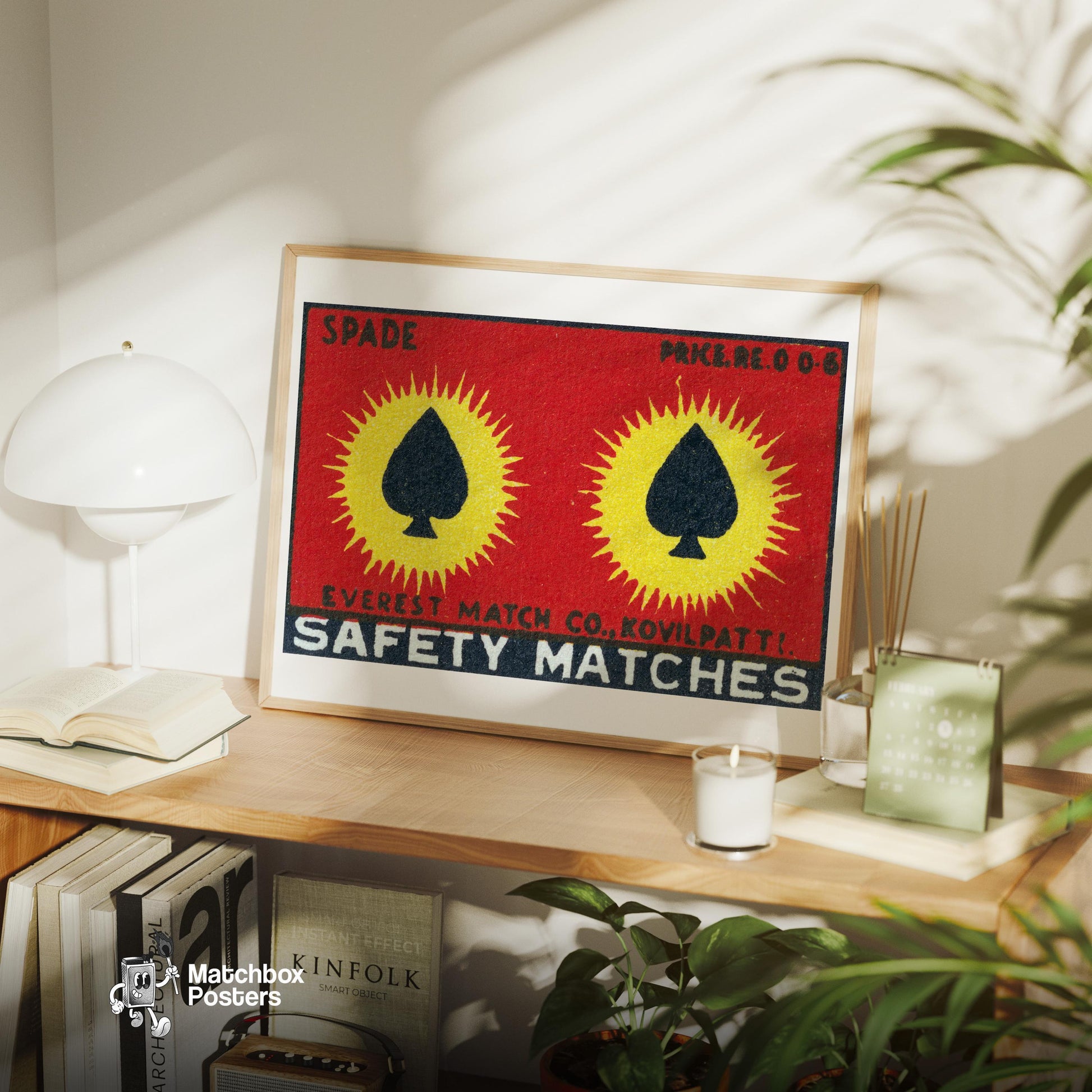 Two Spades - vintage matchbox label print - office wall