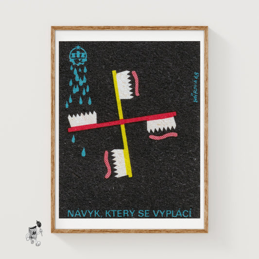 Toothbrush - vintage matchbox label print
