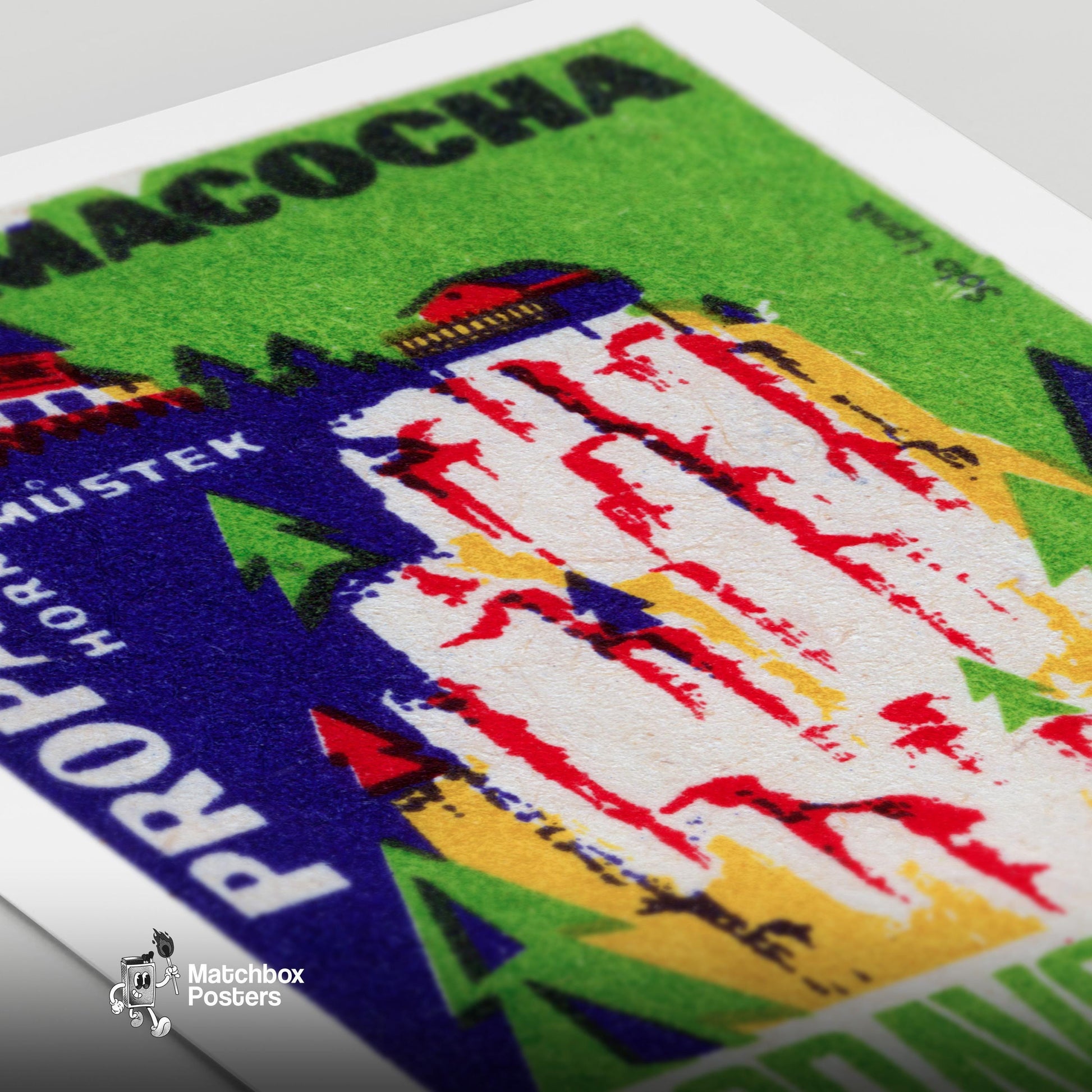 Stylized Depiction Of A Gorge - vintage matchbox label print - close-up detail
