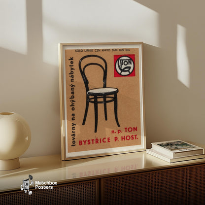 Curved Back Chair - vintage matchbox label print - size comparison