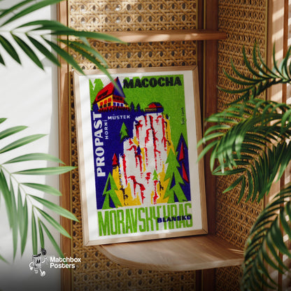 Stylized Depiction Of A Gorge - vintage matchbox label print - office wall