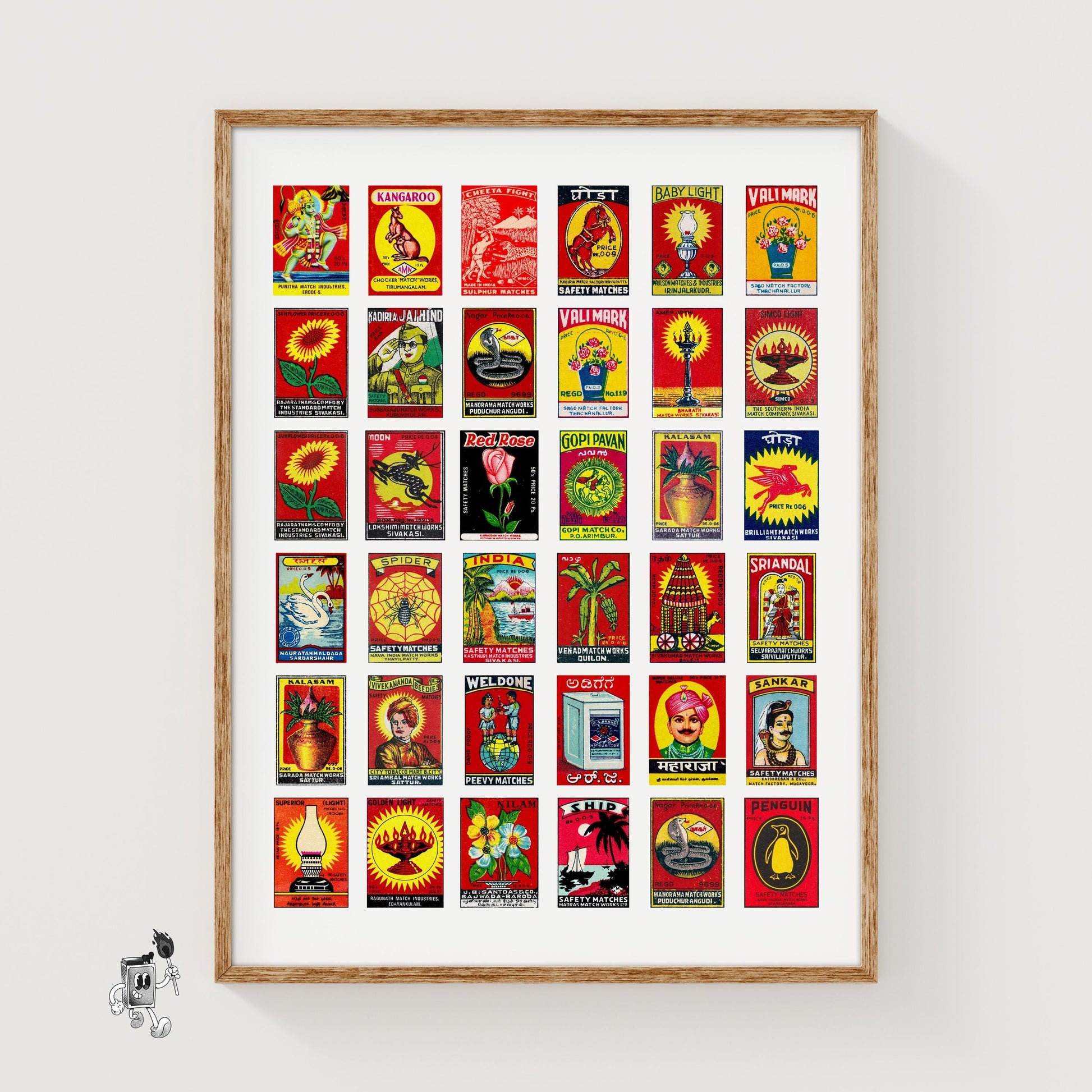 Indians Collage Print - vintage matchbox label print