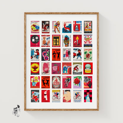 Reds Collage - vintage matchbox label print