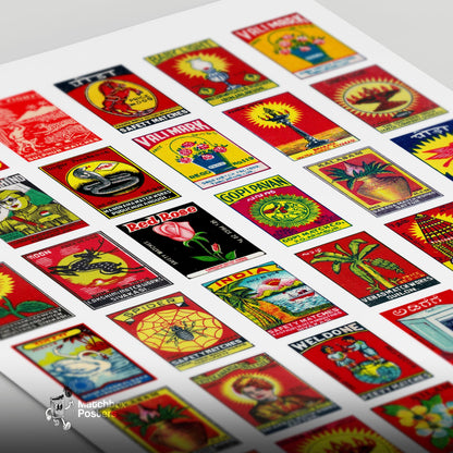 Indians Collage Print - vintage matchbox label print - close-up detail