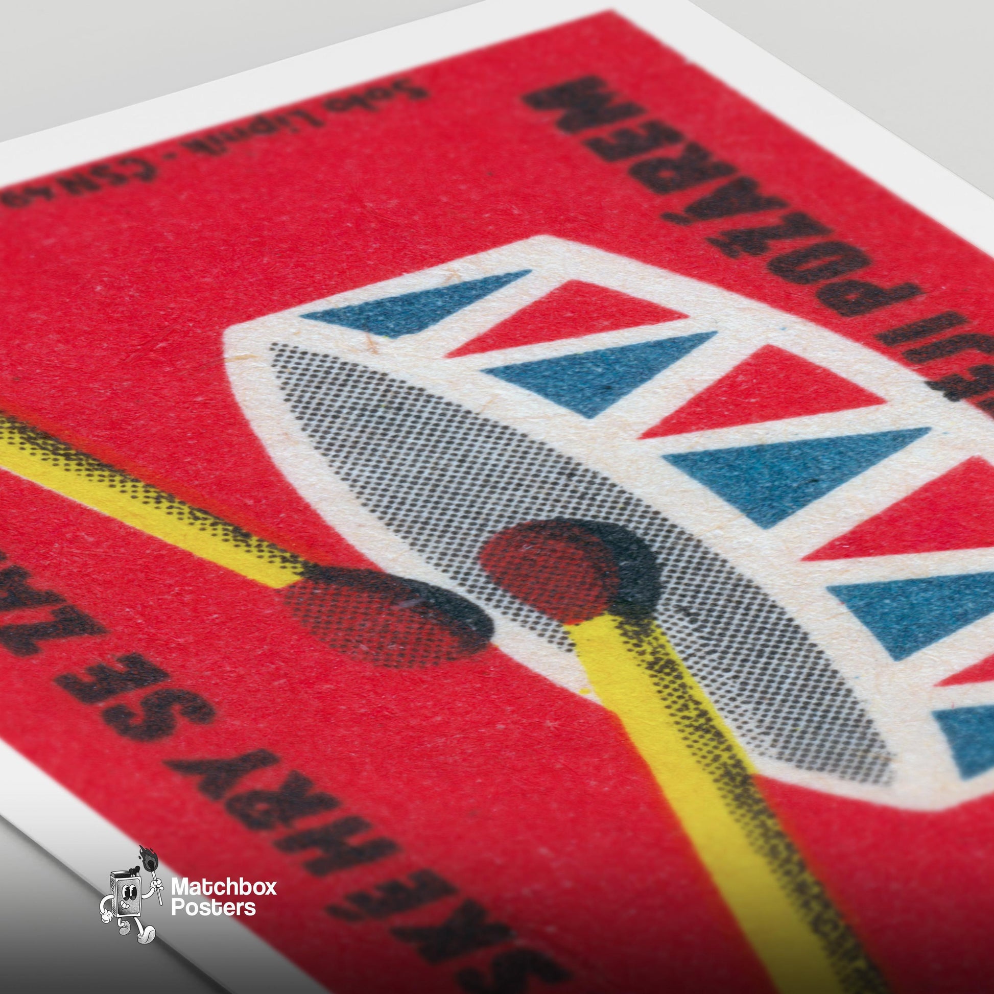 Two Matches - vintage matchbox label print - close-up detail