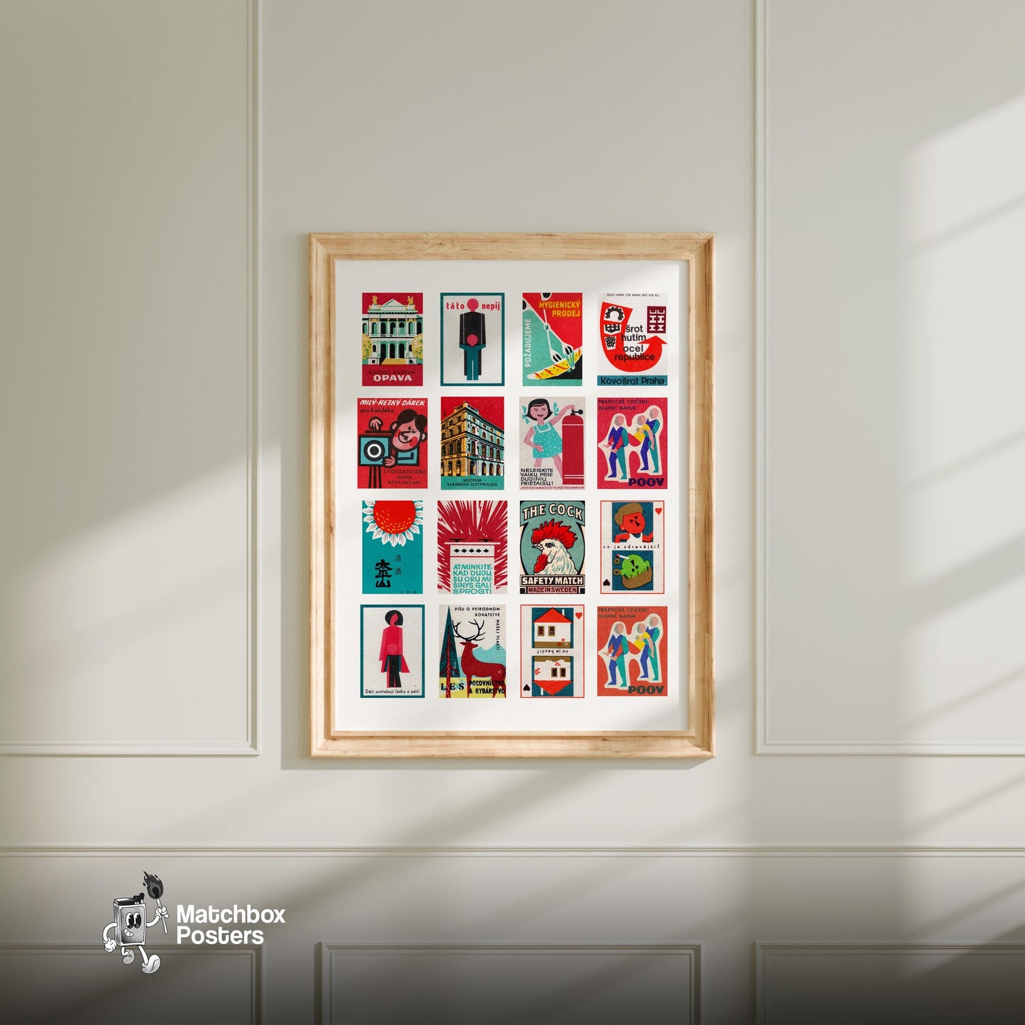 Collection Of Vintages - vintage matchbox label print - living room mockup