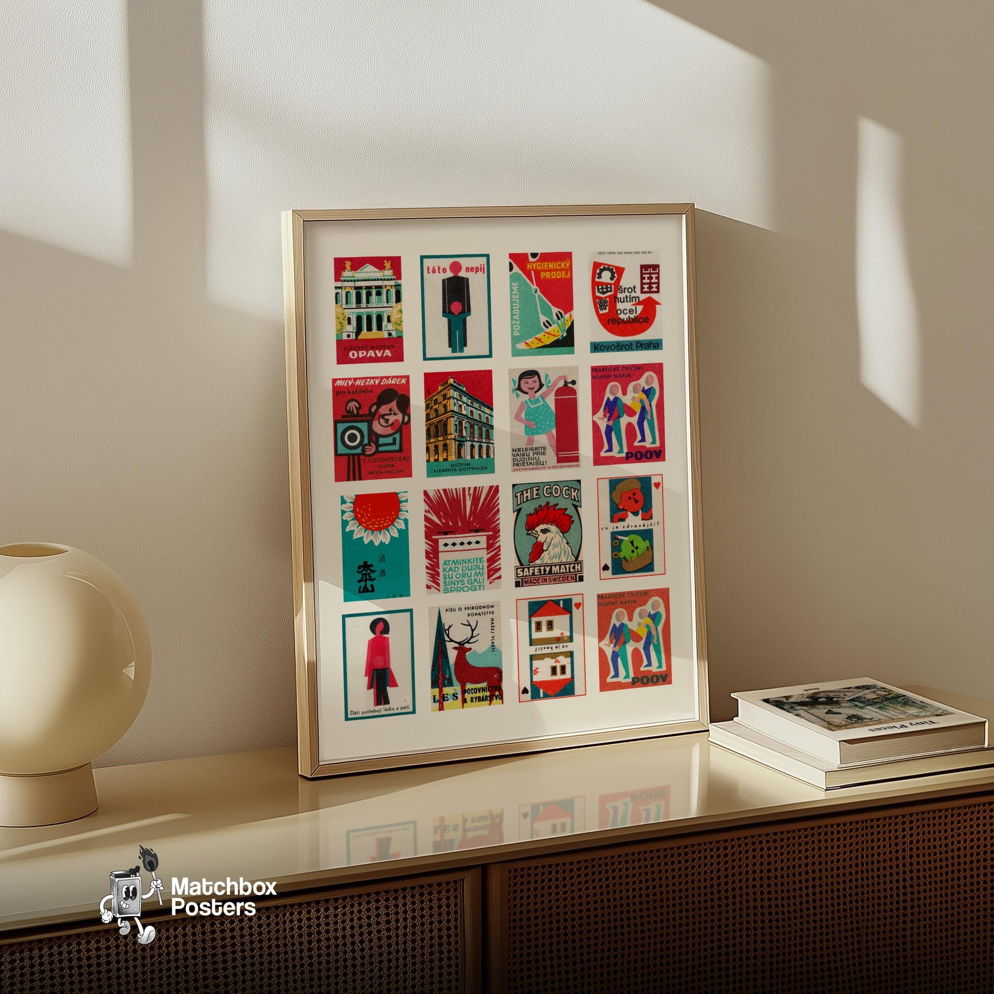 Collection Of Vintages - vintage matchbox label print - bedroom mockup