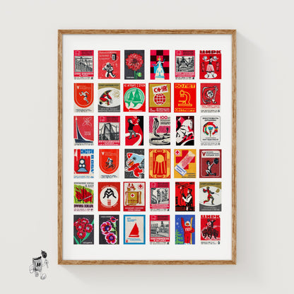 Russian Collage Print - vintage matchbox label print