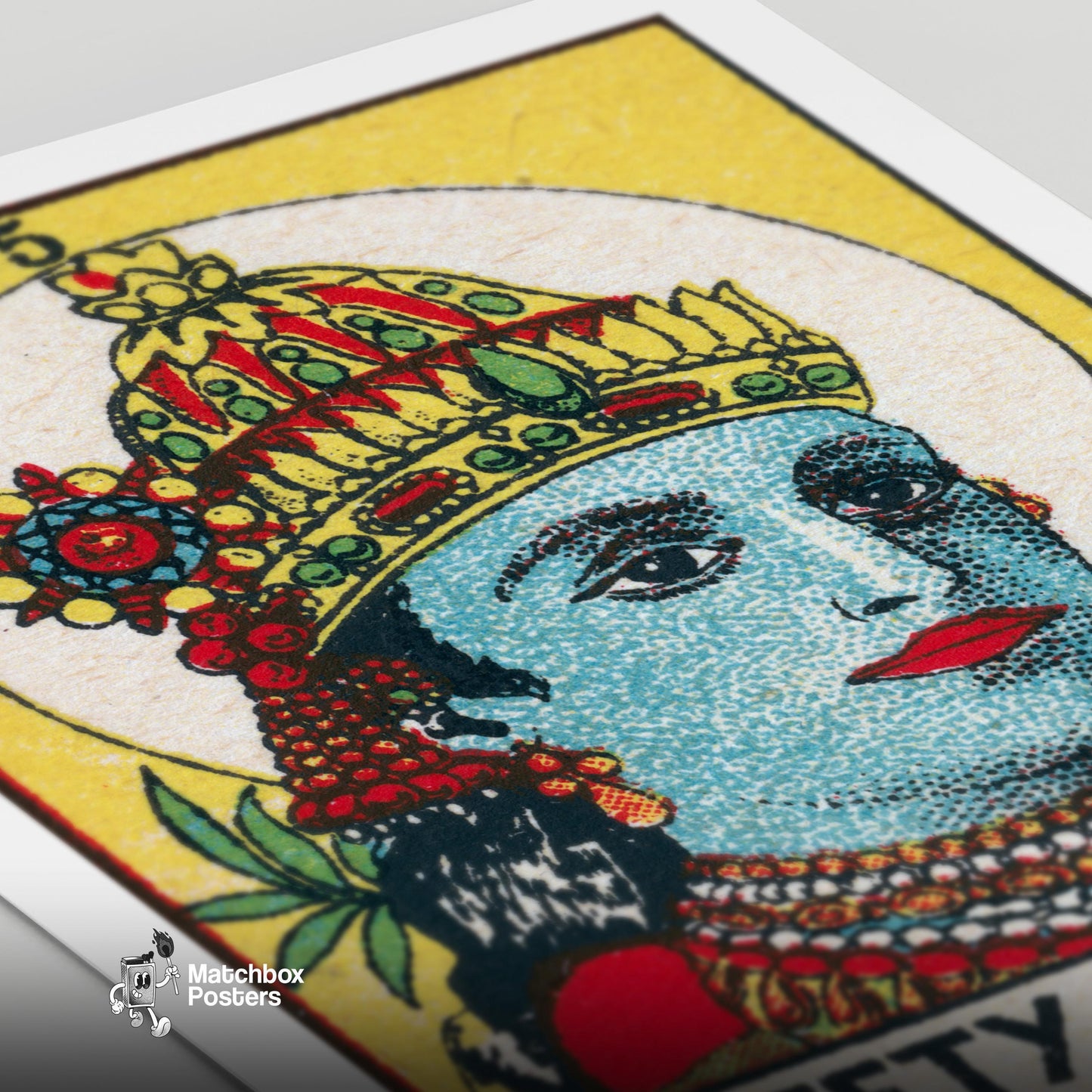 Vishnu - vintage matchbox label print - close-up detail