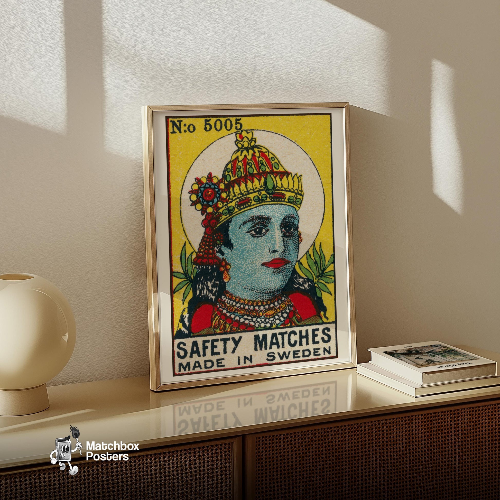 Vishnu - vintage matchbox label print - size comparison