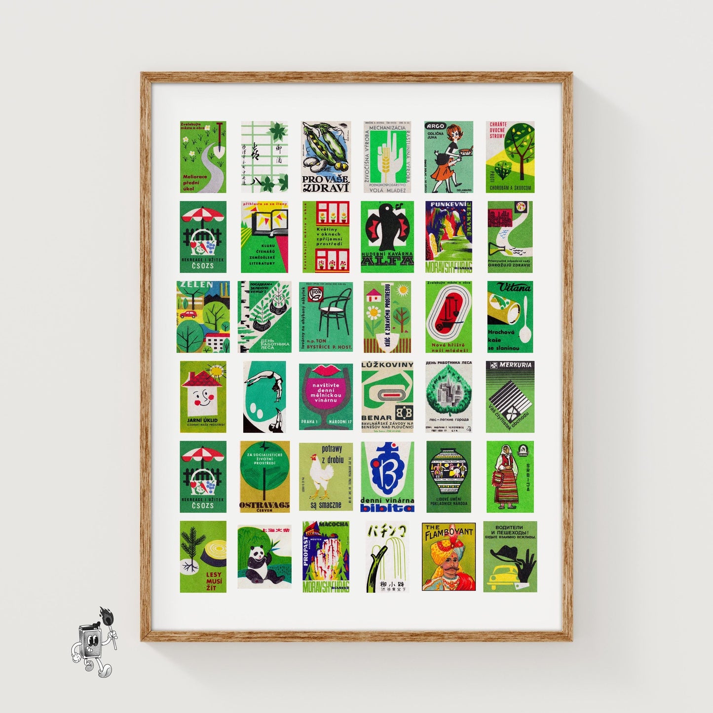 Green Collage Print - vintage matchbox label print