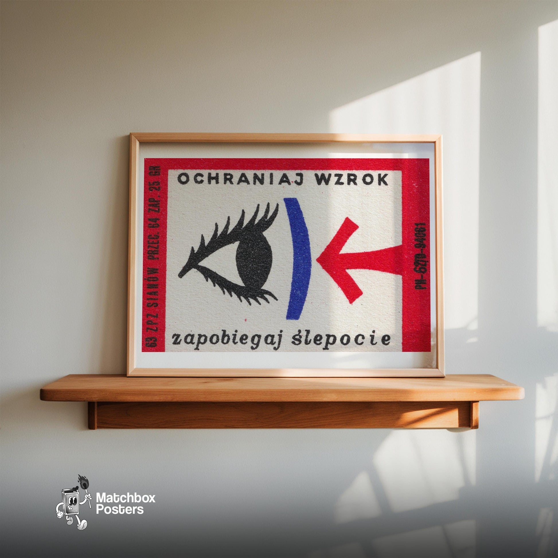 Eye with Arrow - vintage matchbox label print - size comparison