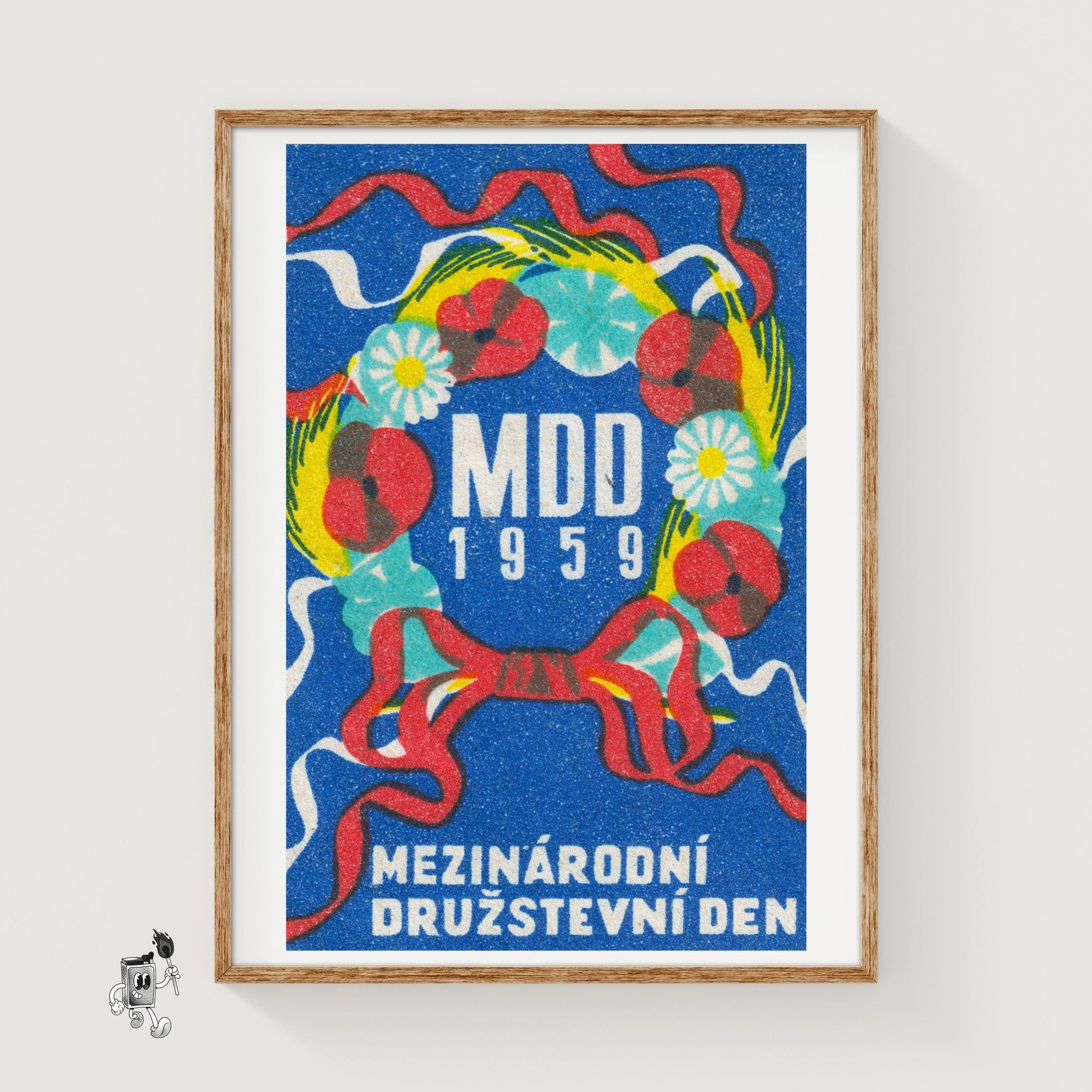 Floral Wreath - vintage matchbox label print