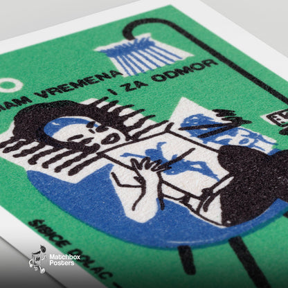 Woman Reading - vintage matchbox label print - close-up detail