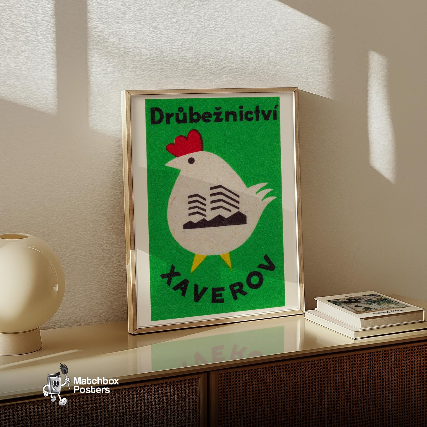 Chicken - vintage matchbox label print - size comparison