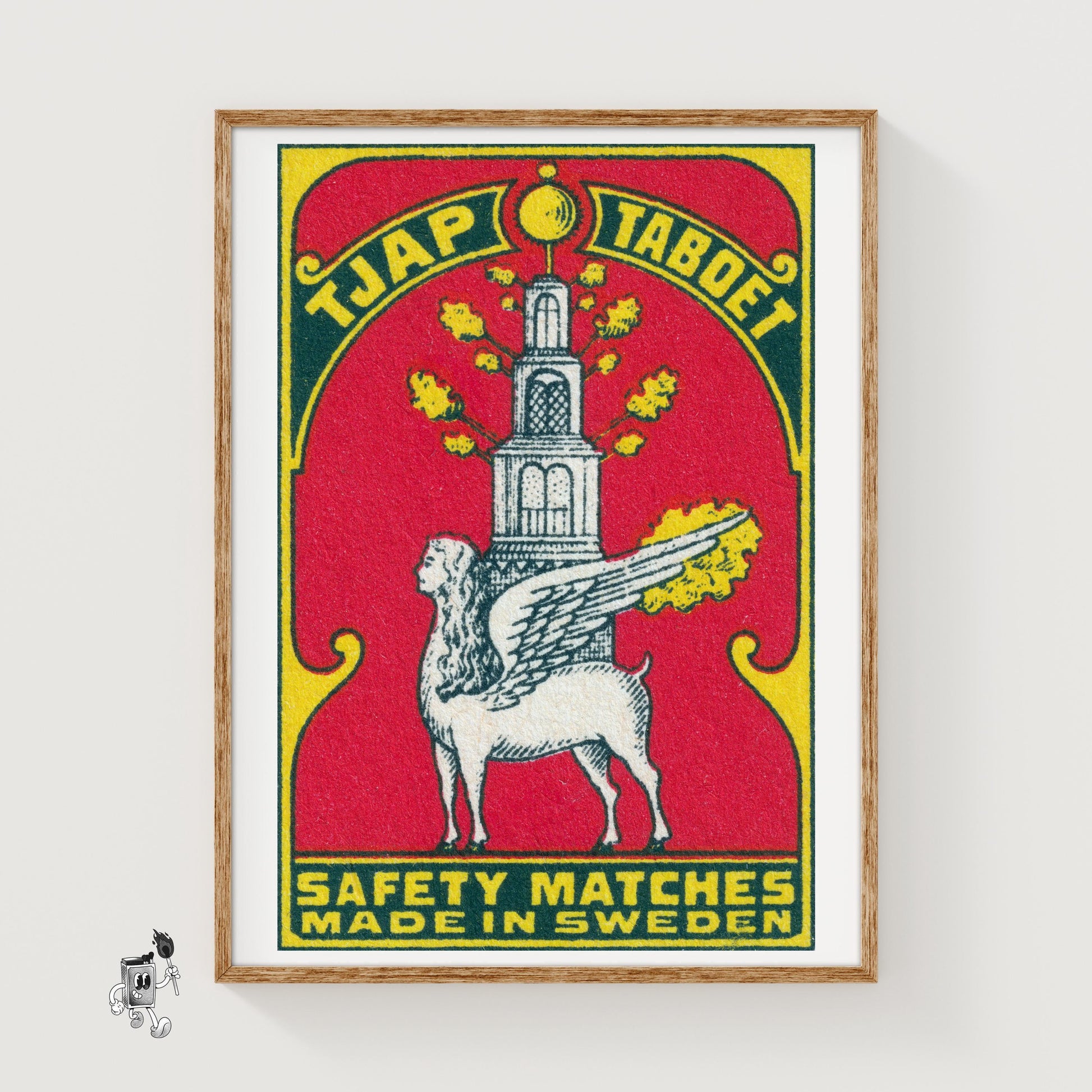Winged Lion - vintage matchbox label print