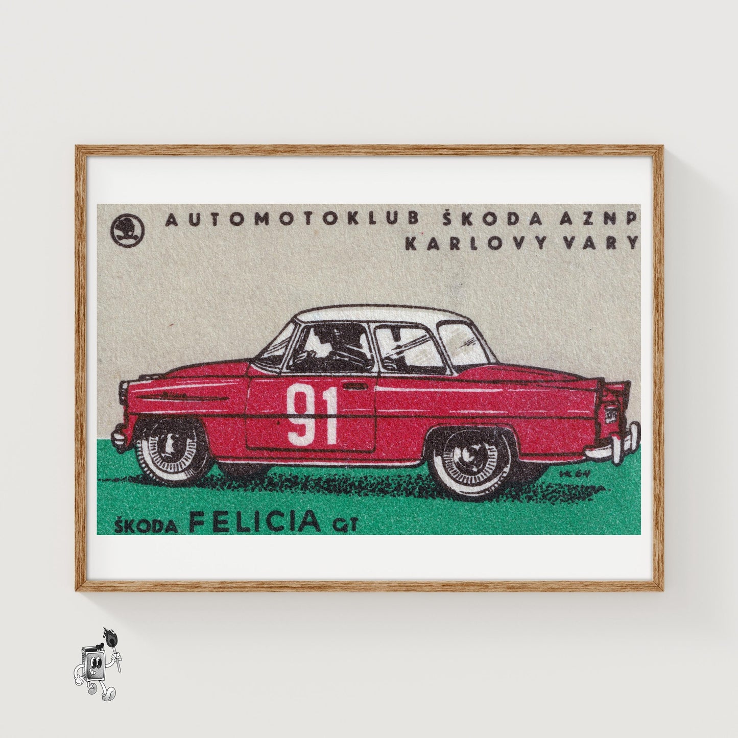 Czech Sports Car - vintage matchbox label print