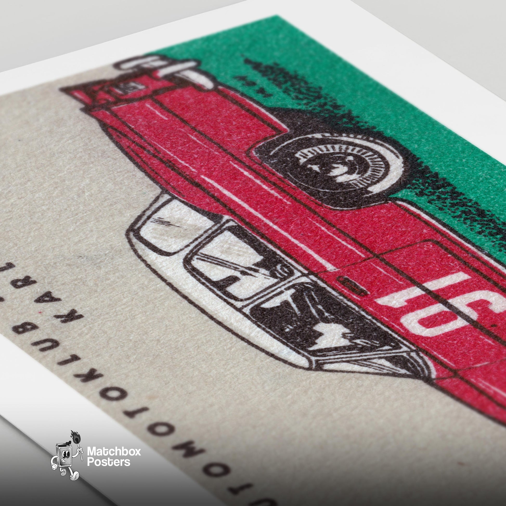 Czech Sports Car - vintage matchbox label print - close-up detail