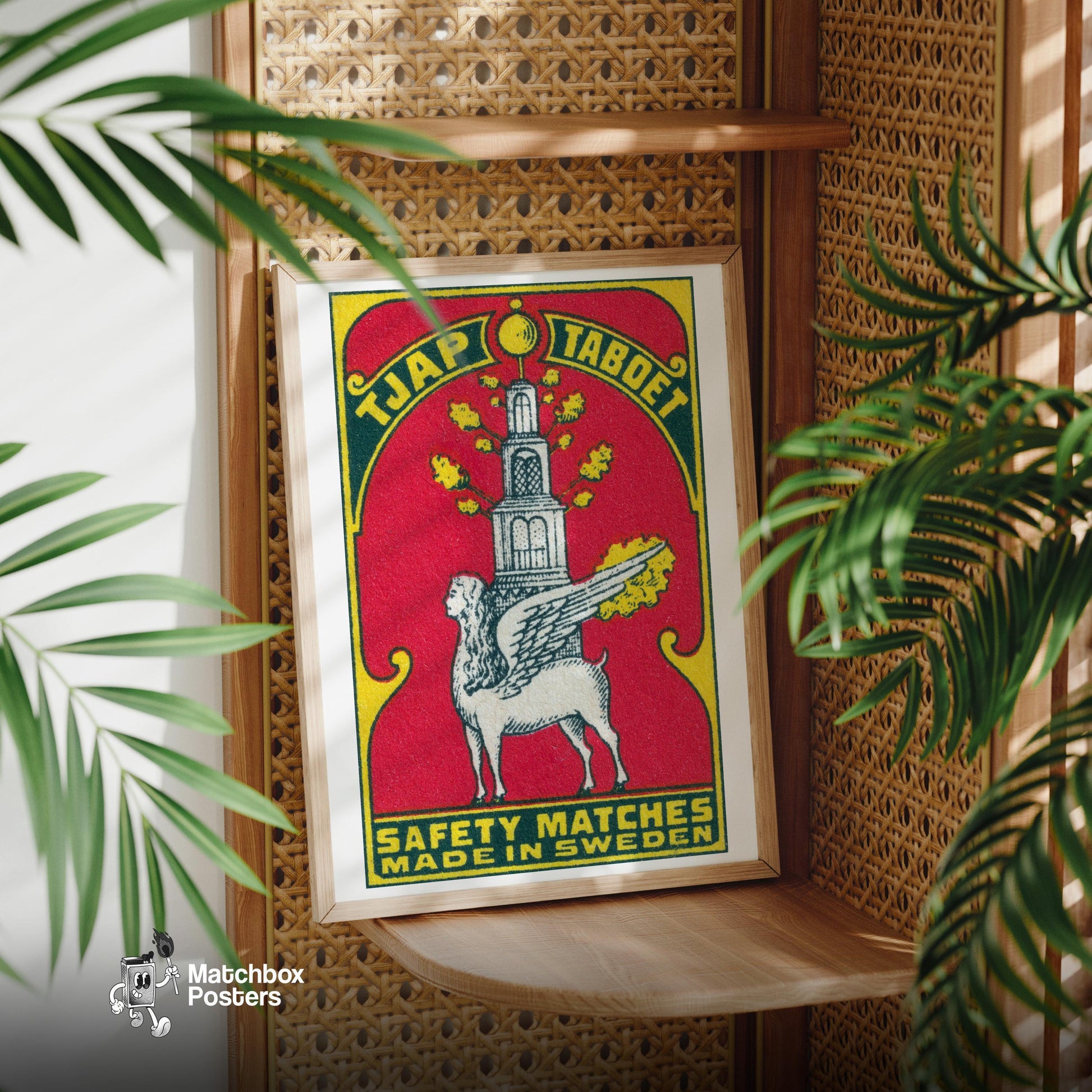 Winged Lion - vintage matchbox label print - office wall